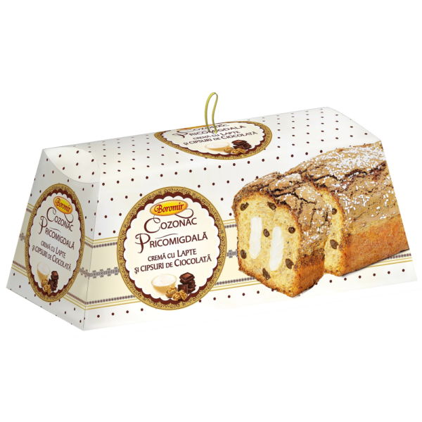Cozonac Pricomigdala Crema lapte frisca ciocolata 500g Borormir