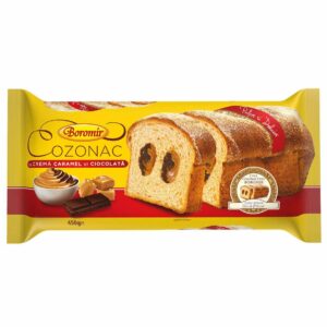Cozonac crema caramel si ciocolata rom 450g