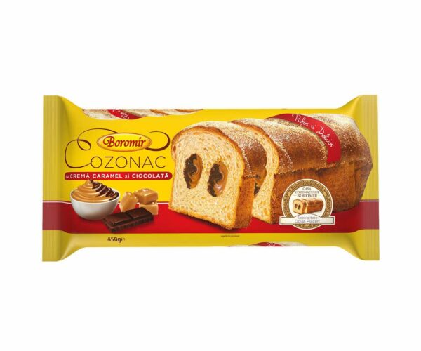 Cozonac crema caramel si ciocolata rom 450g